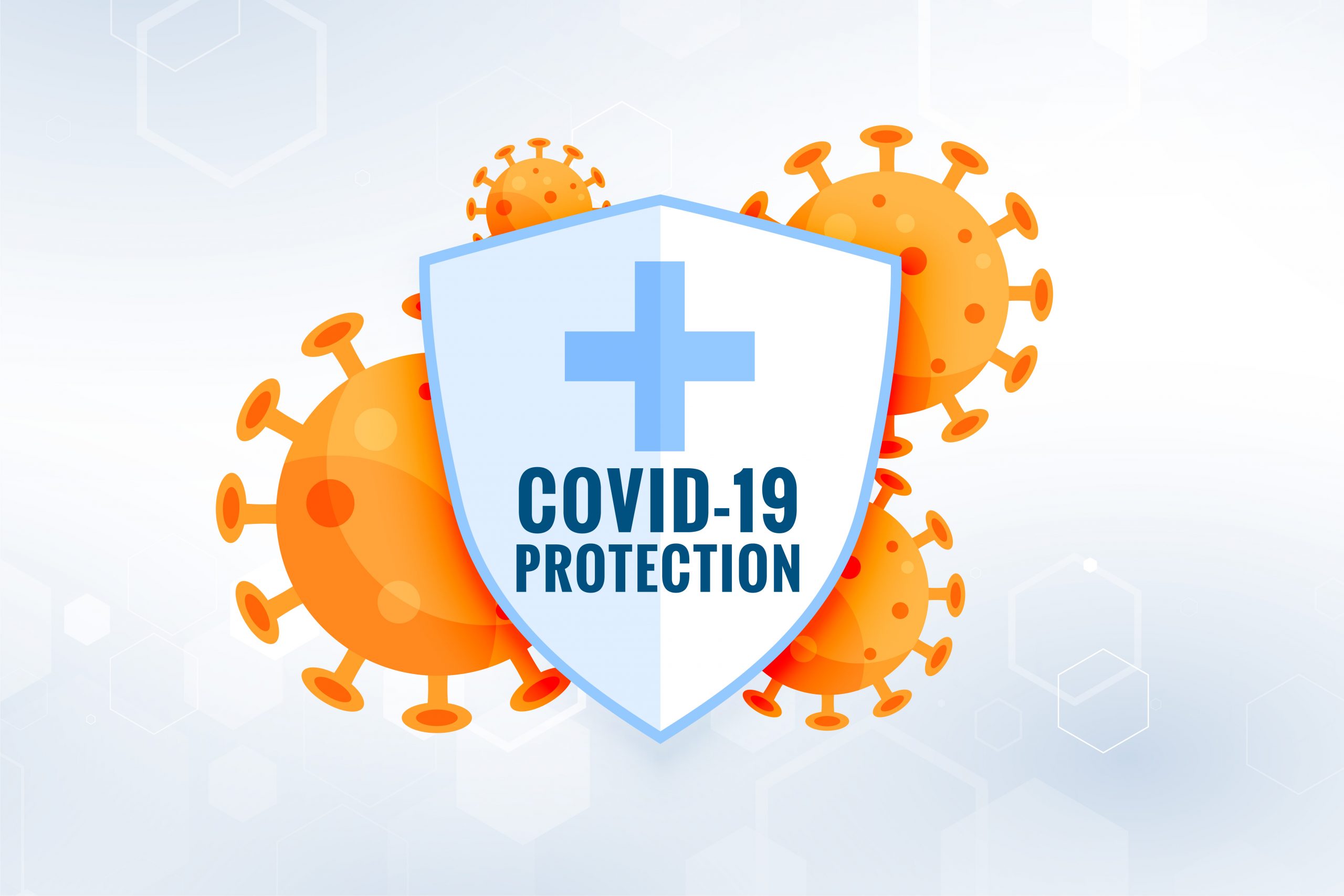covid19 coronavirus protection shield with virus cells