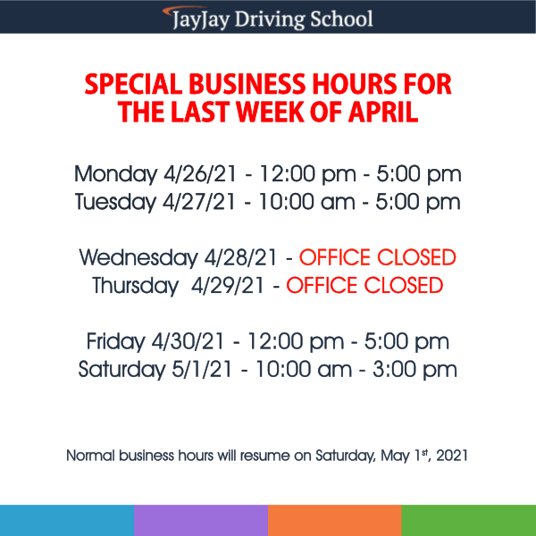 JayJay – April – Special Business Hours